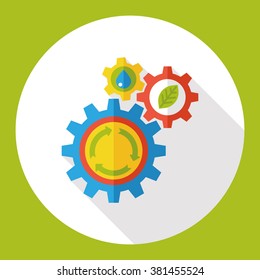 Environmental protection concept flat icon; eco tool logo