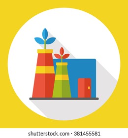 Environmental protection concept flat icon; Factory reduce emissions