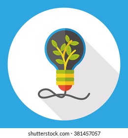 Environmental protection concept flat icon; recycle bulb