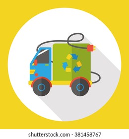 Environmental protection concept flat icon; green energy car; recycle car