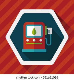 Environmental protection concept flat icon with long shadow,eps10; Reduce the use of gasoline, reduce air pollution