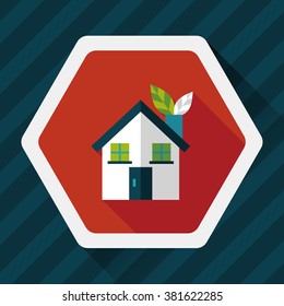 Environmental protection concept flat icon with long shadow,eps10; greenhouses; green house