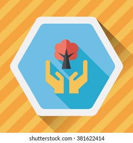 Environmental protection concept flat icon with long shadow,eps10; Protect our forests and ecological plant.