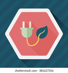 Environmental protection concept flat icon with long shadow,eps10; Saving energy, turning off lights