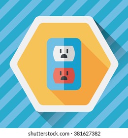 Environmental protection concept flat icon with long shadow,eps10; Saving energy, turning off lights