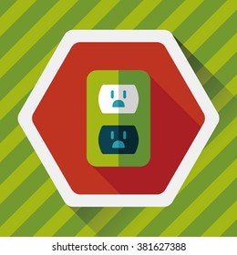 Environmental protection concept flat icon with long shadow,eps10; Saving energy, turning off lights