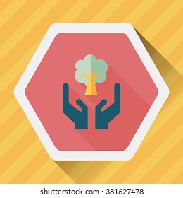 Environmental protection concept flat icon with long shadow,eps10; Protect our forests and ecological plant.