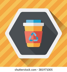 Environmental protection concept flat icon with long shadow,eps10; Recycled water bottle