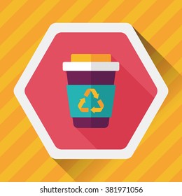 Environmental protection concept flat icon with long shadow,eps10; Recycled water bottle