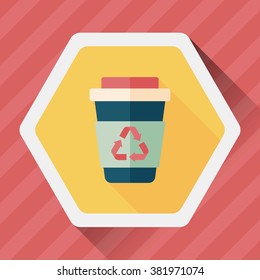 Environmental protection concept flat icon with long shadow,eps10; Recycled water bottle