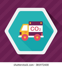 Environmental protection concept flat icon with long shadow,eps10; Reduce the use of gasoline, reduce air pollution
