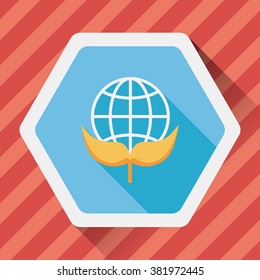 Environmental protection concept flat icon with long shadow,eps10; Protect our environment, protect our planet
