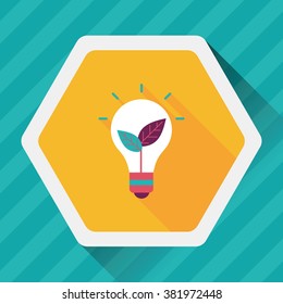 Environmental protection concept flat icon with long shadow,eps10; Saving energy, turning off lights