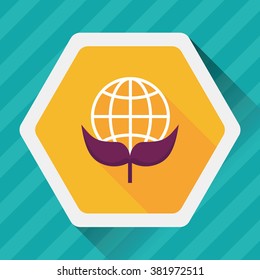 Environmental protection concept flat icon with long shadow,eps10; Protect our environment, protect our planet
