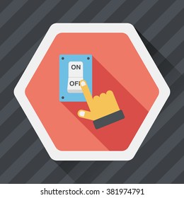Environmental protection concept flat icon with long shadow,eps10; Saving energy, turning off lights