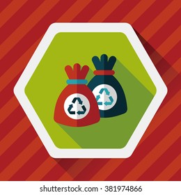 Environmental protection concept flat icon with long shadow,eps10, Doing recycle to protect our environment; recycled garbage