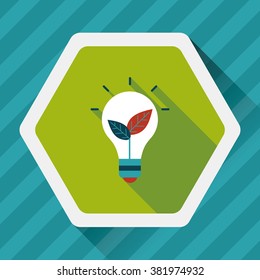 Environmental protection concept flat icon with long shadow,eps10; Saving energy, turning off lights