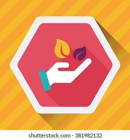 Environmental protection concept flat icon with long shadow,eps10; Sincerely protect our environment; saving energy to protect our home