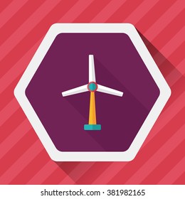 Environmental protection concept flat icon with long shadow,eps10; wind energy; saving energy; renewable energy