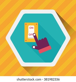Environmental protection concept flat icon with long shadow,eps10; Saving energy, turning off lights