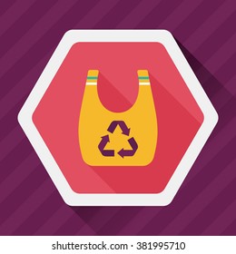 Environmental protection concept flat icon with long shadow,eps10; Recycled shopping bag