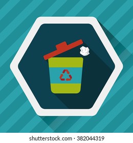 Environmental protection concept flat icon with long shadow,eps10, Doing recycle to protect our environment; recycled garbage
