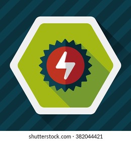 Environmental protection concept flat icon with long shadow,eps10; solar energy; saving energy