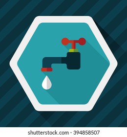 Environmental protection concept flat icon with long shadow,eps10; Conserve water, protect the environment.