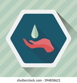 Environmental protection concept flat icon with long shadow,eps10; Conserve water, protect the environment.
