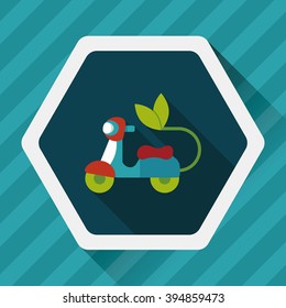 Environmental protection concept flat icon with long shadow,eps10; Reduce riding a motorcycle, reduce air pollution
