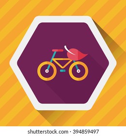 Environmental protection concept flat icon with long shadow,eps10; More cycling to reduce emissions