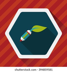 Environmental protection concept flat icon with long shadow,eps10; Decomposable pencil; Environmentally friendly materials pencil