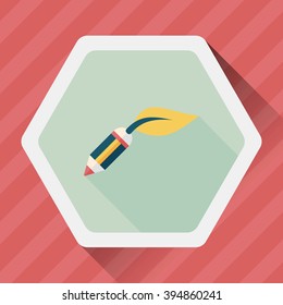 Environmental protection concept flat icon with long shadow,eps10; Decomposable pencil; Environmentally friendly materials pencil