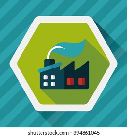 Environmental protection concept flat icon with long shadow,eps10; The factory do well on emission to not pollute the air and environment