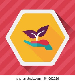 Environmental protection concept flat icon with long shadow,eps10; Protect our forests and ecological plant.