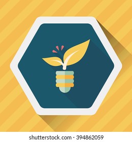 Environmental protection concept flat icon with long shadow,eps10; Saving energy, turning off lights