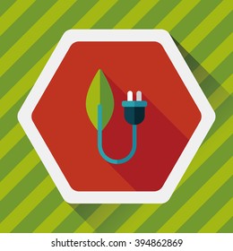 Environmental protection concept flat icon with long shadow,eps10; Saving energy to protect our environment