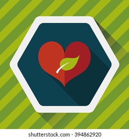 Environmental protection concept flat icon with long shadow,eps10; Sincerely protect our environment; heart concept