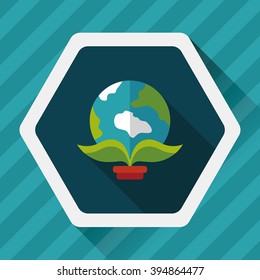 Environmental protection concept flat icon with long shadow,eps10; Protect our environment, protect our planet