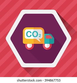 Environmental protection concept flat icon with long shadow,eps10; Reduce the use of gasoline, reduce air pollution