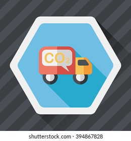 Environmental protection concept flat icon with long shadow,eps10; Reduce the use of gasoline, reduce air pollution