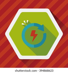 Environmental protection concept flat icon with long shadow,eps10; Renewable energy; Recycled energy