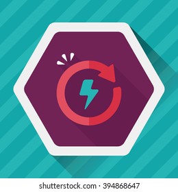 Environmental protection concept flat icon with long shadow,eps10; Renewable energy; Recycled energy