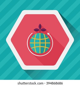 Environmental protection concept flat icon with long shadow,eps10; Protect our environment, protect our planet