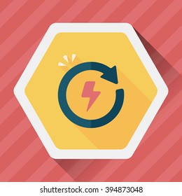 Environmental protection concept flat icon with long shadow,eps10; Renewable energy; Recycled energy