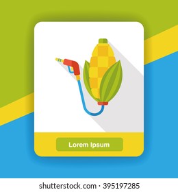 Environmental protection concept flat icon; Reduce the use of gasoline; corn energy