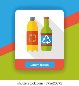 Environmental protection concept flat icon; Recycled water bottle