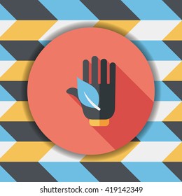 Environmental protection concept flat icon with long shadow,eps10; Saving energy to protect our environment