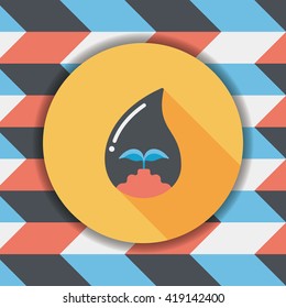Environmental protection concept flat icon with long shadow,eps10; Conserve water, protect the environment.