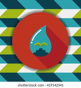 Environmental protection concept flat icon with long shadow,eps10; Conserve water, protect the environment.